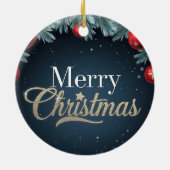 メリークリスマスダークブルーとレッドオーナメント セラミックオーナメント (裏面)