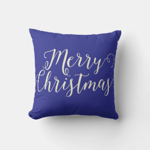 メリークリスマスダークブルーベージュクリスマス クッション