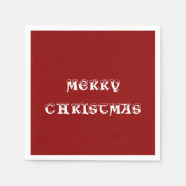メリークリスマスダークレッドペーパーナプキン スタンダードカクテルナプキン