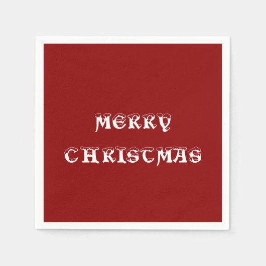 メリークリスマスダークレッドペーパーナプキン スタンダードカクテルナプキン (正面)