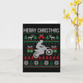 メリークリスマスダートバイクサンタおもしろいファミリーマッチ カード (黄色い花)