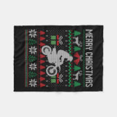 メリークリスマスダートバイクサンタおもしろいファミリーマッチ フリースブランケット (正面(横))