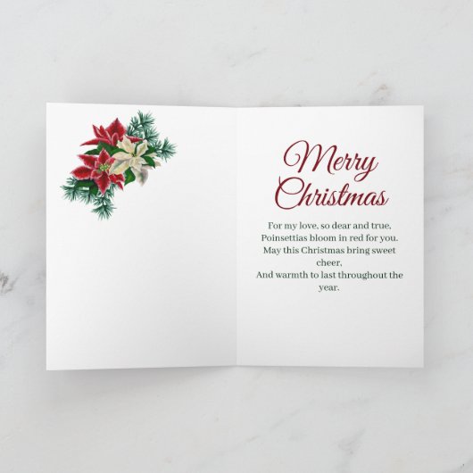 メリークリスマスダーリング妻ポインセチア花 シーズンカード (内部)