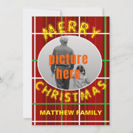 メリークリスマスチェックプレイドファミリークリスマスパーティー 招待状