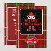 メリークリスマスチェックプレイドx-masパーティーイベント 招待状 (正面/裏面)