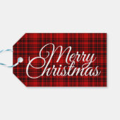 メリークリスマスチェック格子黒赤白文字 ギフトタグ (裏面横)