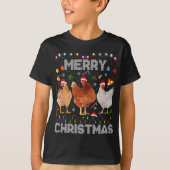 メリークリスマスチキンサンタハットライツファーム Tシャツ (正面)