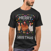 メリークリスマスチキンサンタハットライツファーム Tシャツ (正面)