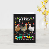 メリークリスマスチキンサンタハットライトクリスマスおもしろい カード (黄色い花)