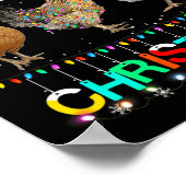 メリークリスマスチキンサンタハットライトクリスマスおもしろい ポスター (角)