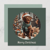メリークリスマスチョコレートラブラドールレトリエバードッグ シーズンカード (正面/裏面)