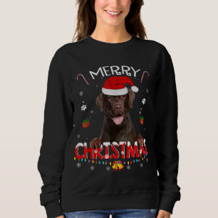 メリークリスマスチョコレートラボドッグサンタハットクリスマスP スウェットシャツ