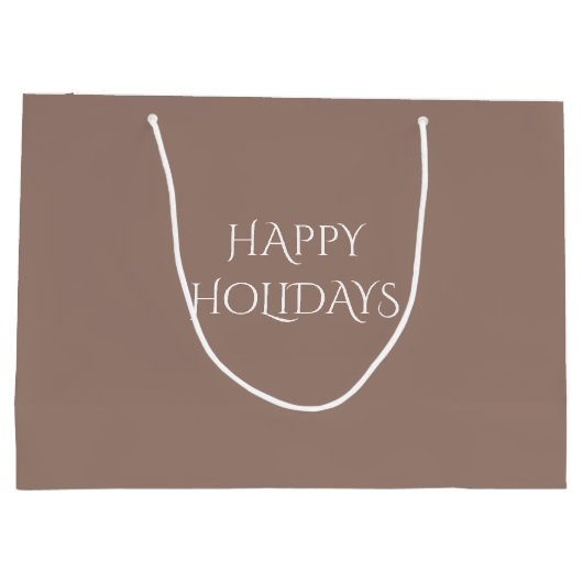 メリークリスマスチョックブラウン9C7F74大抱き枕 ラージペーパーバッグ (裏面)