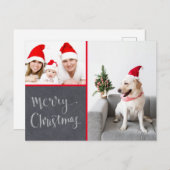 メリークリスマスチョークデザインダブルフォトホリデー シーズンポストカード (正面/裏面)