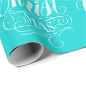 メリークリスマスチョーク書道ティール(緑がかった色)ブルースクリプト ラッピングペーパー (ロールコーナー)