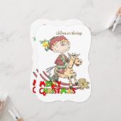 メリークリスマスチルドレン賛美ズフラットグリーティングカード カード (正面/裏面インサイチュ)