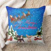 メリークリスマスチワワとサンタ クッション (ブランケット)