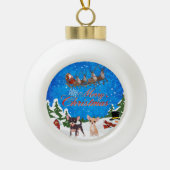 メリークリスマスチワワとサンタ セラミックボールオーナメント (正面)