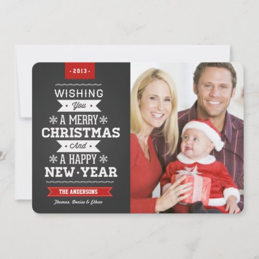 メリークリスマスチ名門私立校風のャルクボードフォトカード シーズンカード (正面)