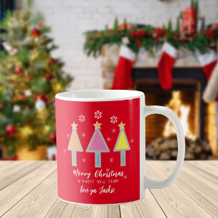 メリークリスマスツアートリーの芸術モダン名 コーヒーマグカップ