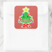 メリークリスマスツリーかわいいギフトステッカー スクエアシール (バッグ)