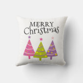 メリークリスマスツリーかわいいピンク紫グリーン クッション (裏面)
