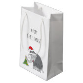 メリークリスマスツリーかわいいマンモスサンタハットスモール スモールペーパーバッグ (裏面アングル)