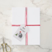 メリークリスマスツリーかわいいマンモスサンタハット ギフトタグ (より糸付き)