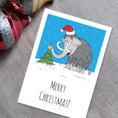 メリークリスマスツリーかわいいマンモスサンタハット シーズンカード