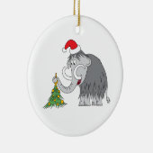 メリークリスマスツリーかわいいマンモスサンタハット セラミックオーナメント (右)