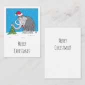 メリークリスマスツリーかわいいマンモスサンタハット ノートカード (正面/裏面)