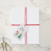 メリークリスマスツリーかわいい子犬サンタハット ギフトタグ (より糸付き)