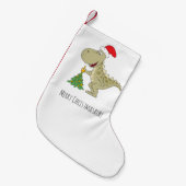 メリークリスマスツリーかわいい恐竜サンタハット スモールクリスマスストッキング (正面 (吊り時))