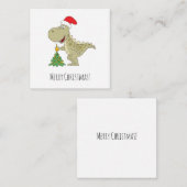 メリークリスマスツリーかわいい恐竜サンタハット ノートカード (正面/裏面)