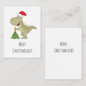 メリークリスマスツリーかわいい恐竜サンタハット ノートカード (正面/裏面)