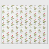 メリークリスマスツリーかわいい恐竜サンタハット ラッピングペーパー (フラット)