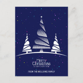 メリークリスマスツリーが海軍の家族の写真を希望 シーズンポストカード