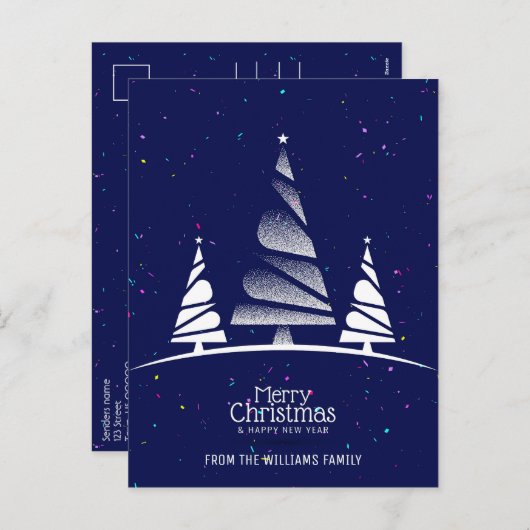 メリークリスマスツリーが海軍の家族の写真を希望 シーズンポストカード (正面/裏面)