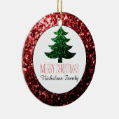 メリークリスマスツリーが赤い緑に輝く名前 セラミックオーナメント (右)