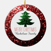 メリークリスマスツリーが赤い緑に輝く名前 セラミックオーナメント (裏面)