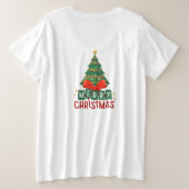 メリークリスマスツリーとスターのTシャツ プラスサイズTシャツ (デザイン裏面)