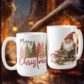 メリークリスマスツリーとノームの陶器マグ コーヒーマグカップ