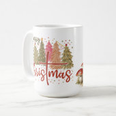 メリークリスマスツリーとノームの陶器マグ コーヒーマグカップ (正面左)