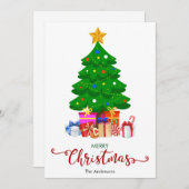 メリークリスマスツリーとプレゼントクリスマスカード シーズンカード (正面/裏面)