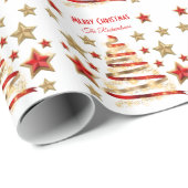 メリークリスマスツリーと星 ラッピングペーパー (ロールコーナー)