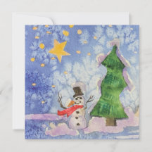 メリークリスマスツリーと霜の降りた雪だるまウォーター色