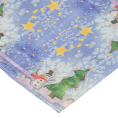 メリークリスマスツリーと霜の降りた雪だるまウォーター色 ショートテーブルランナー (コーナー)