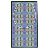 メリークリスマスツリーと霜の降りた雪だるまウォーター色 スモールペーパーバッグ (裏面)