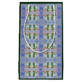 メリークリスマスツリーと霜の降りた雪だるまウォーター色 スモールペーパーバッグ (正面)