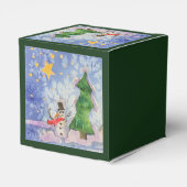 メリークリスマスツリーと霜の降りた雪だるまウォーター色 フェイバーボックス (裏面サイド)